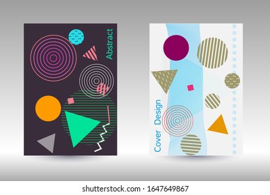 Minimum vector coverage. Abstract background in the style of Memphis.  Artistic geometric cover design. Fashionable  cover, banner, poster, booklet. Creative colors backgrounds. 