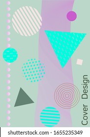 Minimum vector coverage. Abstract background in the style of Memphis.  Artistic geometric cover design. Fashionable  cover, banner, poster, booklet. Creative colors backgrounds. 