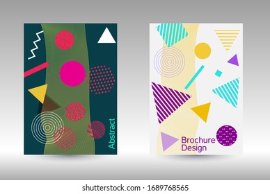 Minimum vector coverage. Abstract background in the style of Memphis.  Artistic geometric cover design. Fashionable  cover, banner, poster, booklet. Creative colors backgrounds. Vector.