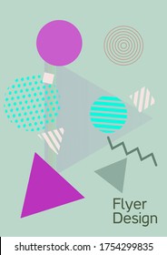 Minimum vector coverage. Abstract background in the style of Memphis.  Artistic geometric cover design. Fashionable  cover, banner, poster, booklet. Creative colors backgrounds. 