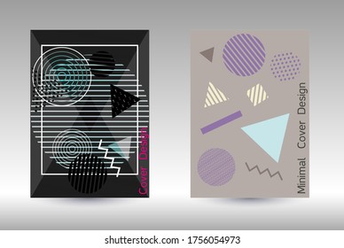 Minimum vector coverage. Abstract background in the style of Memphis.  Artistic geometric cover design. Fashionable  cover, banner, poster, booklet. Creative colors backgrounds. 