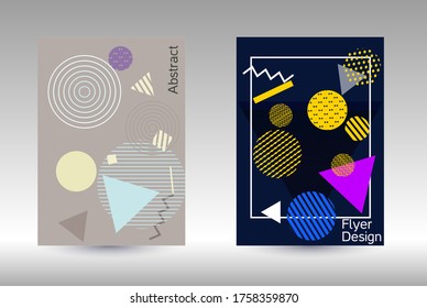 Minimum vector coverage. Abstract background in the style of Memphis.  Artistic geometric cover design. Fashionable  cover, banner, poster, booklet. Creative colors backgrounds. 