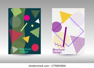 Minimum vector coverage. Abstract background in the style of Memphis.  Artistic geometric cover design. Fashionable  cover, banner, poster, booklet. Creative colors backgrounds. 