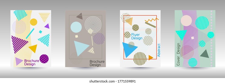 Minimum vector coverage. Abstract background in the style of Memphis.  Artistic geometric cover design. Fashionable  cover, banner, poster, booklet. Creative colors backgrounds. 