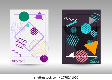 Minimum vector coverage. Abstract background in the style of Memphis.  Artistic geometric cover design. Fashionable  cover, banner, poster, booklet. Creative colors backgrounds. Vector.