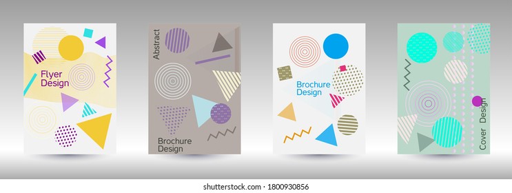 Minimum vector coverage. Abstract background in the style of Memphis.  Artistic geometric cover design. Fashionable  cover, banner, poster, booklet. Creative colors backgrounds. Vector.