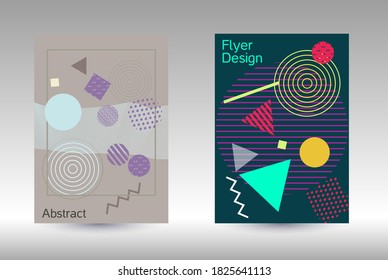 Minimum vector coverage. Abstract background in the style of Memphis.  Artistic geometric cover design. Fashionable  cover, banner, poster, booklet. Creative colors backgrounds. 