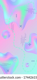 Minimum vector coverage. Abstract vector cover.  A bright smooth grid is blurred by a futuristic pattern in pink, blue, green, yellow, purple.