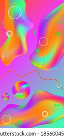 Minimum vector coverage. Abstract vector cover.  A bright smooth grid is blurred by a futuristic pattern in pink, blue, green, yellow, purple.