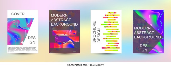 Minimum vector coverage. Artistic covers design. Creative fluid colors backgrounds.  Colorful rainbow gradient. Bright print.