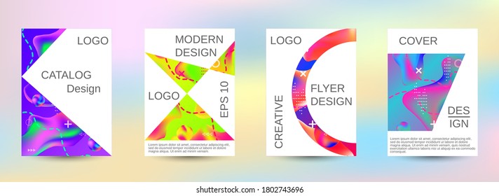 Minimum vector coverage. Artistic covers design. Creative fluid colors backgrounds.  Colorful rainbow gradient. Bright print.