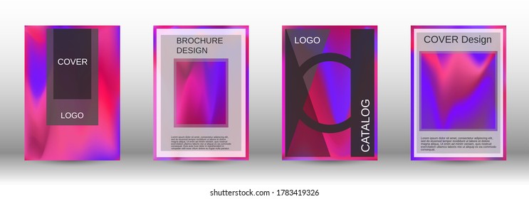 Minimum vector coverage. Futuristic gradient set. Creative fluid backgrounds from current forms. Fashion magazine. Vector flat illustration.