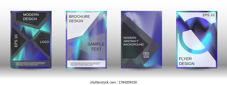 Minimum vector coverage. Futuristic gradient set. Creative fluid backgrounds from current forms. Promotion banner concept. Web element. Vector illustration. EPS 10.