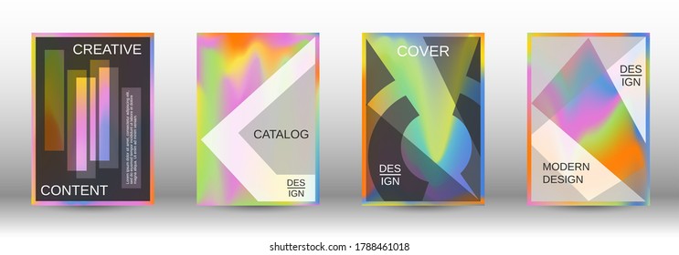 Minimum vector coverage. Futuristic gradient set. Creative fluid backgrounds from current forms. Fashion print. Vector flat illustration.