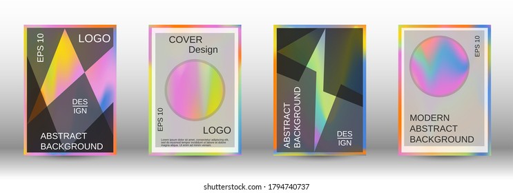 Minimum vector coverage. Futuristic gradient set. Creative fluid backgrounds from current forms. Fashion print. Web element. Vector illustration. EPS 10.
