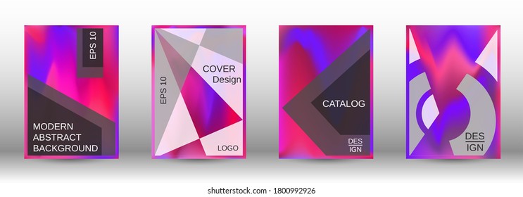 Minimum vector coverage. Futuristic gradient set. Creative fluid backgrounds from current forms. Fashion print. Vector flat illustration.