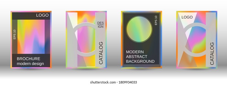 Minimum vector coverage. Futuristic gradient set. Creative fluid backgrounds from current forms. Fashion magazine. Web element. Vector illustration. EPS 10.