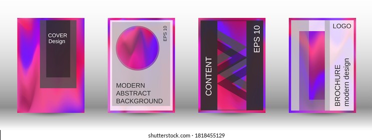 Minimum vector coverage. Futuristic gradient set. Creative fluid backgrounds from current forms. Promotion banner concept. Web element. Vector illustration. EPS 10.