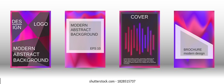 Minimum vector coverage. Futuristic gradient set. Creative fluid backgrounds from current forms. Promotion banner concept. Vector flat illustration.