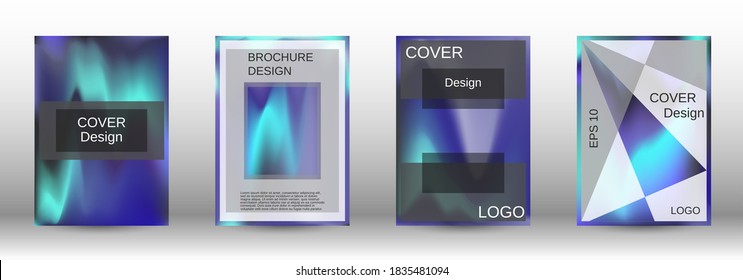 Minimum vector coverage. Futuristic gradient set. Creative fluid backgrounds from current forms. Fashion magazine. Vector flat illustration.