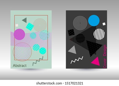 Minimum vector coverage. Modern Memphis background. Artistic geometric cover design. Fashionable  cover, banner, poster, booklet. Creative colors backgrounds. 