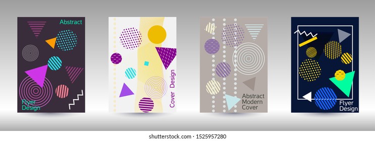 Minimum vector coverage. Modern Memphis background. Artistic geometric cover design. Fashionable  cover, banner, poster, booklet. Creative colors backgrounds. Vector.