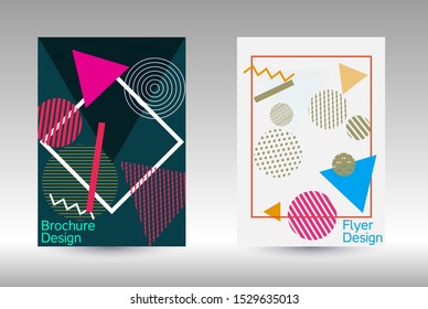Minimum vector coverage. Modern Memphis background. Artistic geometric cover design. Fashionable  cover, banner, poster, booklet. Creative colors backgrounds. 