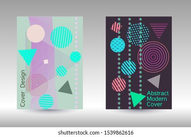 Minimum vector coverage. Modern Memphis background. Artistic geometric cover design. Fashionable  cover, banner, poster, booklet. Creative colors backgrounds. Vector.