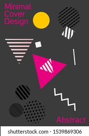 Minimum vector coverage. Modern Memphis background. Artistic geometric cover design. Fashionable  cover, banner, poster, booklet. Creative colors backgrounds. Vector.