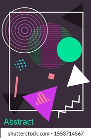 Minimum vector coverage. Modern Memphis background. Artistic geometric cover design. Fashionable  cover, banner, poster, booklet. Creative colors backgrounds. 