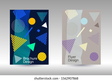Minimum vector coverage. Modern Memphis background. Artistic geometric cover design. Fashionable  cover, banner, poster, booklet. Creative colors backgrounds. Vector.