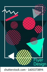 Minimum vector coverage. Modern Memphis background. Artistic geometric cover design. Fashionable  cover, banner, poster, booklet. Creative colors backgrounds. 