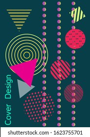 Minimum vector coverage. Modern Memphis background. Artistic geometric cover design. Fashionable  cover, banner, poster, booklet. Creative colors backgrounds. 