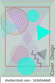 Minimum vector coverage. Modern Memphis background. Artistic geometric cover design. Fashionable  cover, banner, poster, booklet. Creative colors backgrounds. 