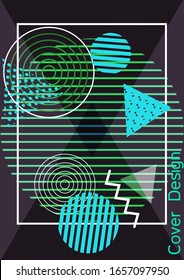 Minimum vector coverage. Modern Memphis background. Artistic geometric cover design. Fashionable  cover, banner, poster, booklet. Creative colors backgrounds. 