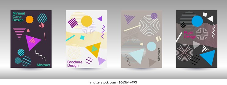 Minimum vector coverage. Modern Memphis background. Artistic geometric cover design. Fashionable  cover, banner, poster, booklet. Creative colors backgrounds. 