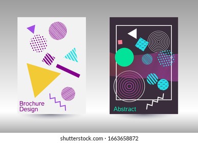 Minimum vector coverage. Modern Memphis background. Artistic geometric cover design. Fashionable  cover, banner, poster, booklet. Creative colors backgrounds. 