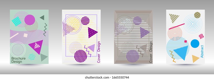 Minimum vector coverage. Modern Memphis background. Artistic geometric cover design. Fashionable  cover, banner, poster, booklet. Creative colors backgrounds. 