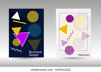 Minimum vector coverage. Modern Memphis background. Artistic geometric cover design. Fashionable  cover, banner, poster, booklet. Creative colors backgrounds. Vector.