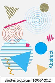 Minimum vector coverage. Modern Memphis background. Artistic geometric cover design. Fashionable  cover, banner, poster, booklet. Creative colors backgrounds. Vector.