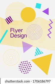 Minimum vector coverage. Modern Memphis background. Artistic geometric cover design. Fashionable  cover, banner, poster, booklet. Creative colors backgrounds. Vector.