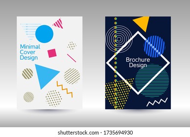 Minimum vector coverage. Modern Memphis background. Artistic geometric cover design. Fashionable  cover, banner, poster, booklet. Creative colors backgrounds. Vector.