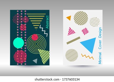 Minimum vector coverage. Modern Memphis background. Artistic geometric cover design. Fashionable  cover, banner, poster, booklet. Creative colors backgrounds. 