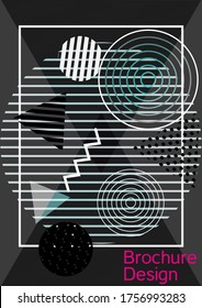 Minimum vector coverage. Modern Memphis background. Artistic geometric cover design. Fashionable  cover, banner, poster, booklet. Creative colors backgrounds. Vector.