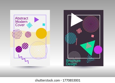 Minimum vector coverage. Modern Memphis background. Artistic geometric cover design. Fashionable  cover, banner, poster, booklet. Creative colors backgrounds. 