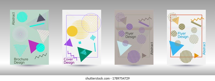 Minimum vector coverage. Modern Memphis background. Artistic geometric cover design. Fashionable  cover, banner, poster, booklet. Creative colors backgrounds. Vector.