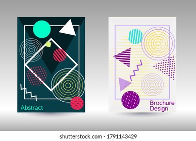 Minimum vector coverage. Modern Memphis background. Artistic geometric cover design. Fashionable  cover, banner, poster, booklet. Creative colors backgrounds. 