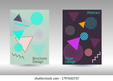 Minimum vector coverage. Modern Memphis background. Artistic geometric cover design. Fashionable  cover, banner, poster, booklet. Creative colors backgrounds. 