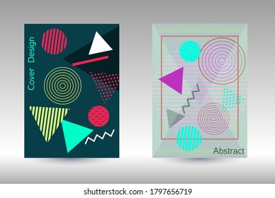 Minimum vector coverage. Modern Memphis background. Artistic geometric cover design. Fashionable  cover, banner, poster, booklet. Creative colors backgrounds. 