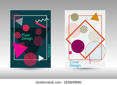 Minimum vector coverage. Modern Memphis background. Artistic geometric cover design. Fashionable  cover, banner, poster, booklet. Creative colors backgrounds. 